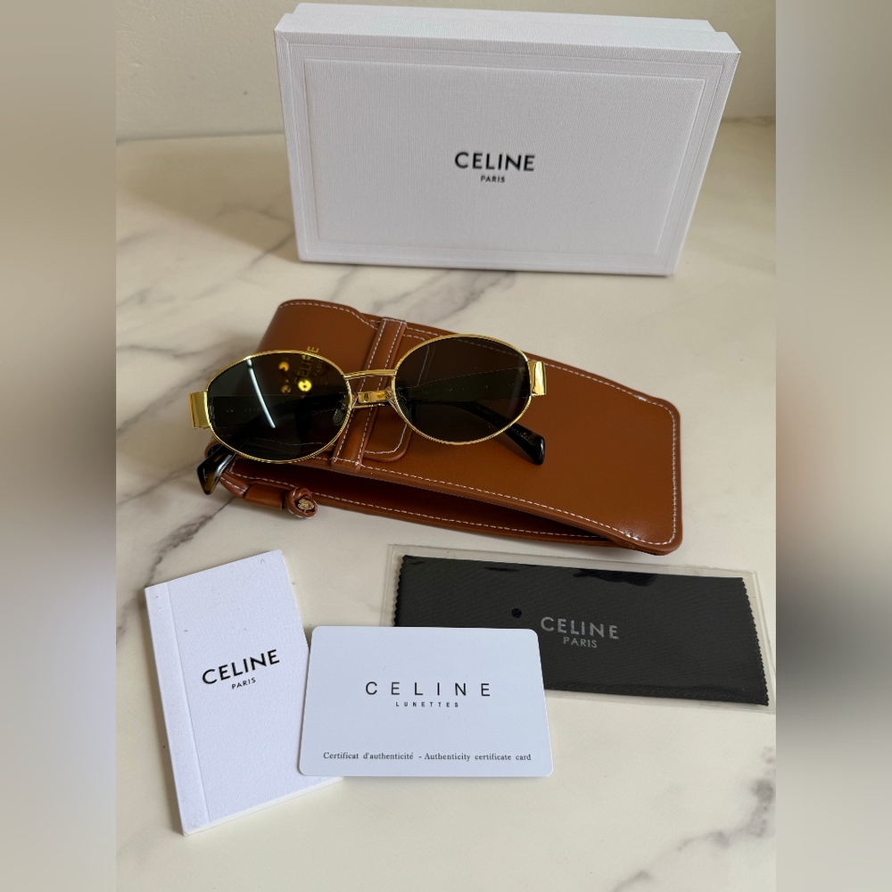 Celine Triomphe Gold Metal Sunglasses